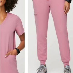 FIGS chalk pink joggers